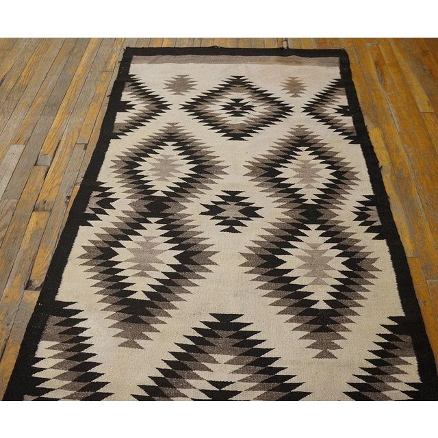 Early 20th Century American Navajo Carpet ( 3'3'' x 6'4'' - 99 x 193 ) Antique Native American Geometric Flat Weave Rug,...