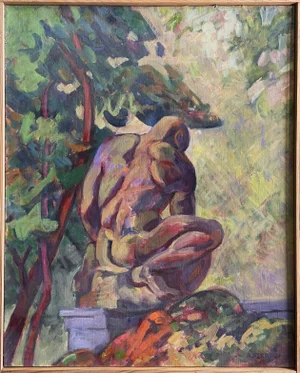 Anthony Ferrera - the Miner in Fairmount Park, Philadelphia, Signed (1993, Oil on Canvas)/Expressionist Figurative