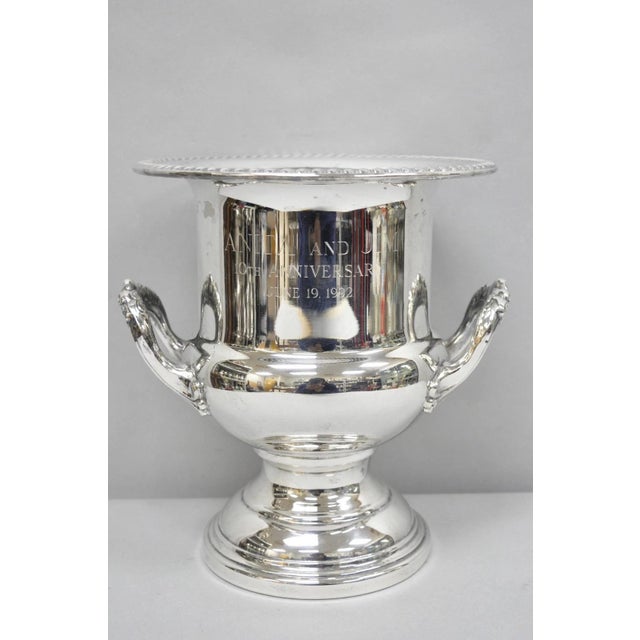 Vintage Silver Plated Trophy Cup Urn Champagne Chiller Ice Bucket 10 Anniversary For Sale - Image 16 of 16