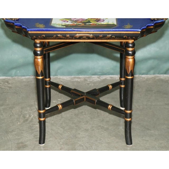 2000 - 2009 Stamped Cobalt Blue Porcelain and Gilt Metal Tray Table, 2000 For Sale - Image 5 of 18