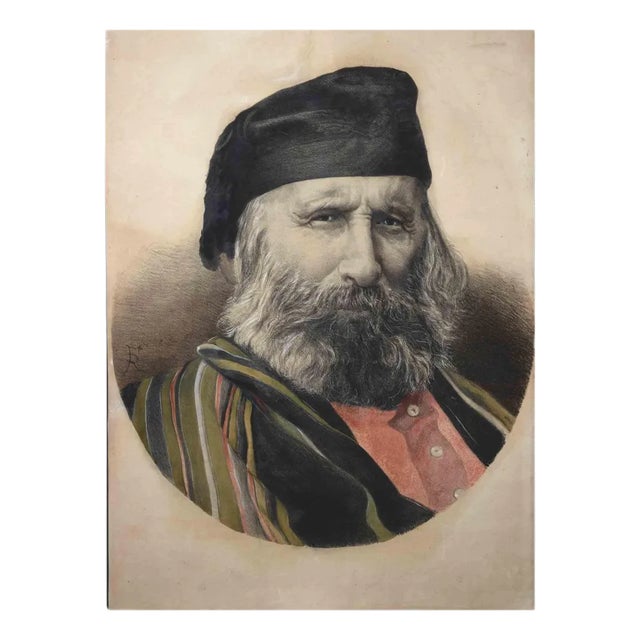 Portrait of Giuseppe Garibaldi, Lithograph, Early 20th-Century For Sale