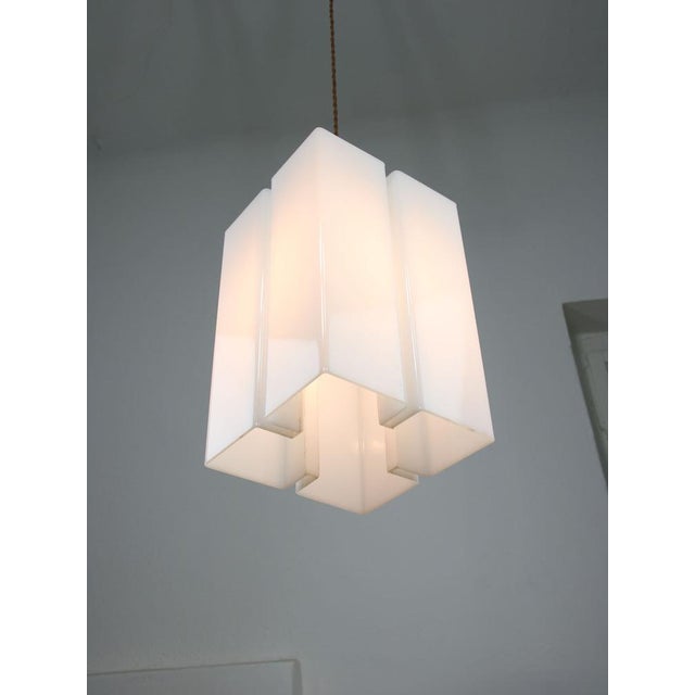 Vintage Italian Acrylic Glass Tower Pendant Lamp For Sale - Image 6 of 16