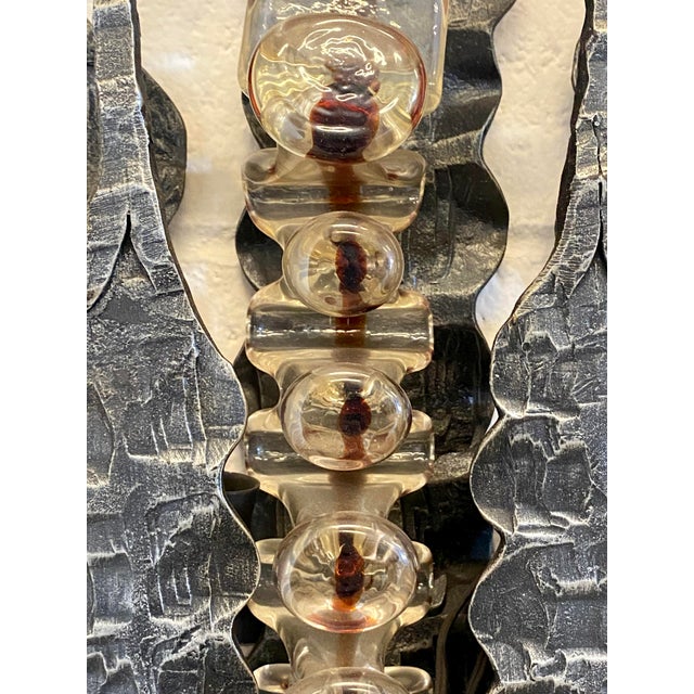 Brutalist Aplique in Wrought Iron and Glass, 1960s For Sale - Image 9 of 18
