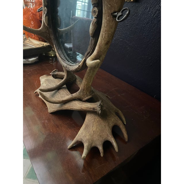 Sand Early 20th Century Antler Vanity Mirror For Sale - Image 8 of 12