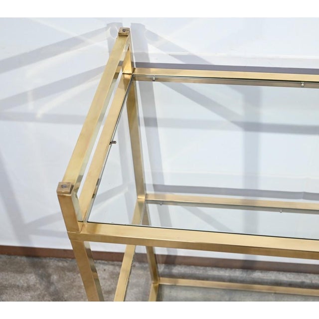 1970s 3-Tier Shelf in Brass and Glass in the style of Vandel, 1970s For Sale - Image 5 of 18