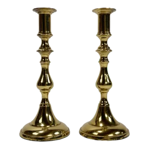 Vintage Brass Candlestick Holder Pair