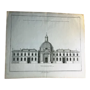 Antique Architectural Engraving l'Abbaye Royale Exterior Paris French Print