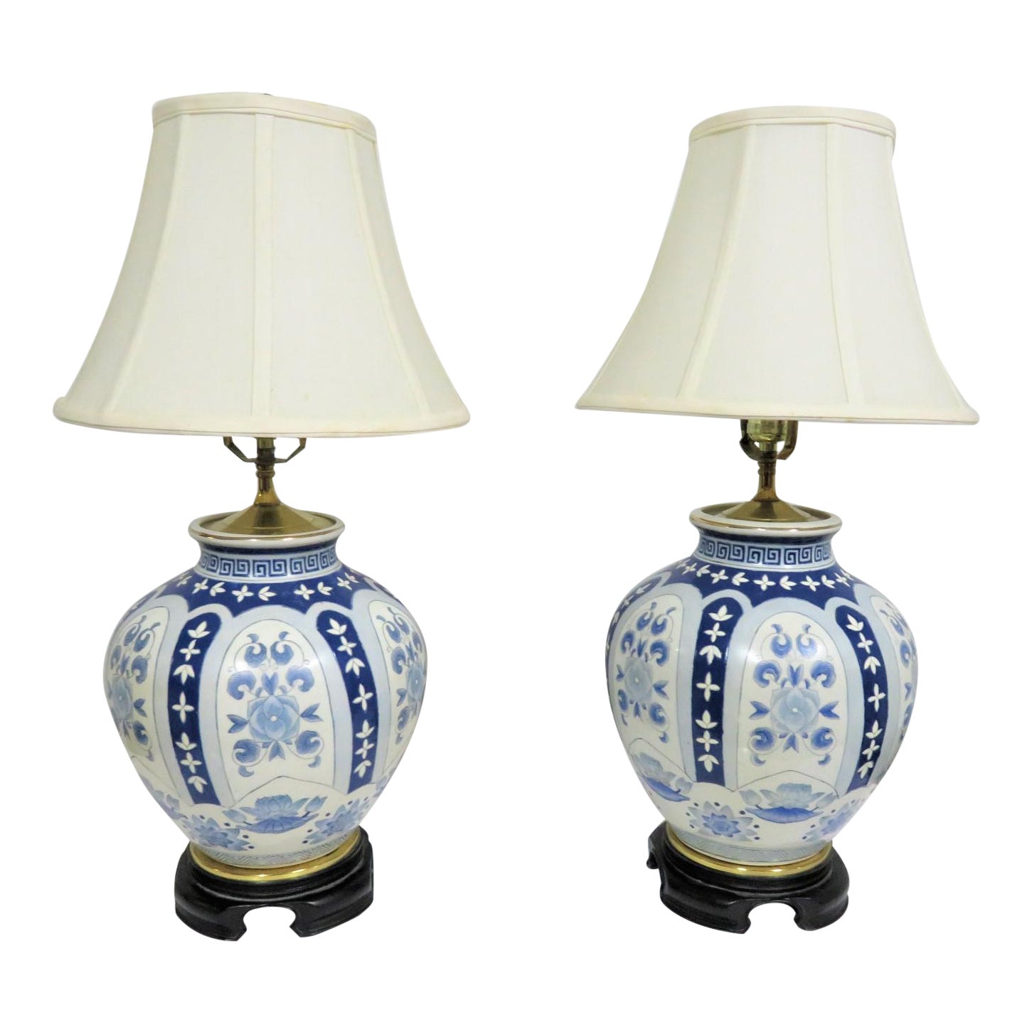 Chinese Blue White Ginger Jar Style Lamps A Pair Chairish