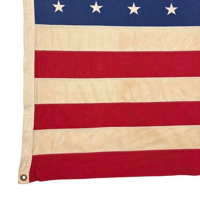 Mid 20th Century Large Vintage Cotton American Flag With Embroidered Stars For Sale - Image 5 of 6