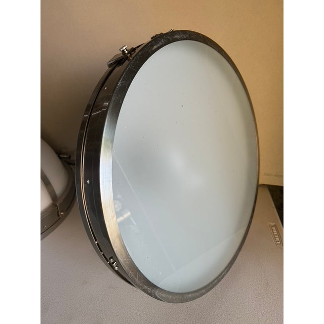 Metal Large Vintage 1960s Chrome & Milk Glass Dome Apothecary Pendant Light Fixtures - Pair For Sale - Image 7 of 8