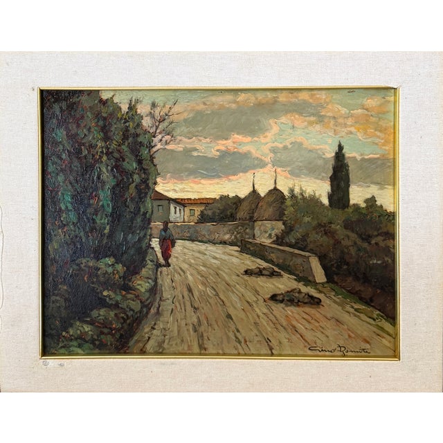 Gino Romiti, Rural Landscape, 1960s, Oil Painting on Panel For Sale - Image 7 of 7