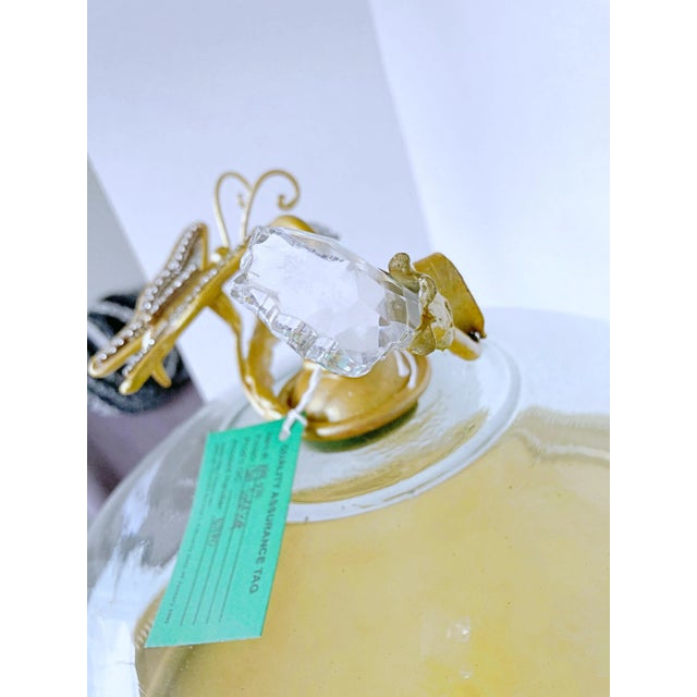 1990s Decorative Golden Iron Cake Stand With Glass Dome and Crystal Accents For Sale - Image 9 of 13