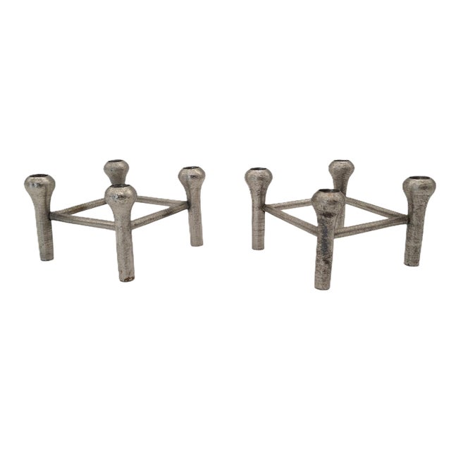 Scandinavian Modular Cast Aluminum Candleholders, Germany, 1970s, Set of 2 For Sale - Image 11 of 11