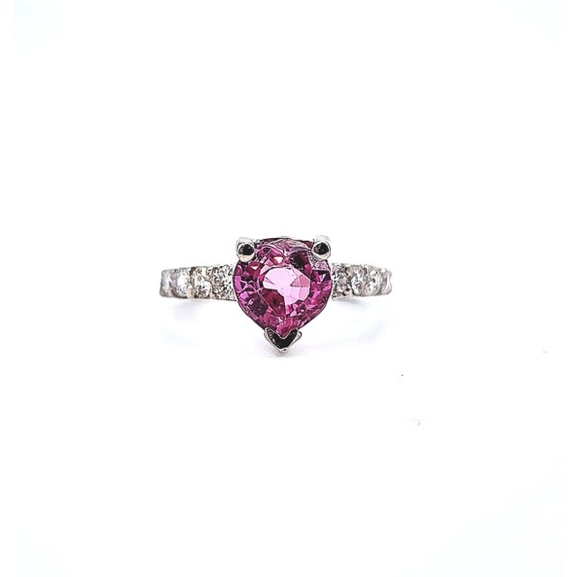 0.60 Ct Natural Pink Sapphire & Diamond Ring, Size 4.5 For Sale - Image 10 of 10