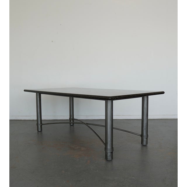 1980s Vintage Marble-Top Table With Metal Base For Sale - Image 5 of 14