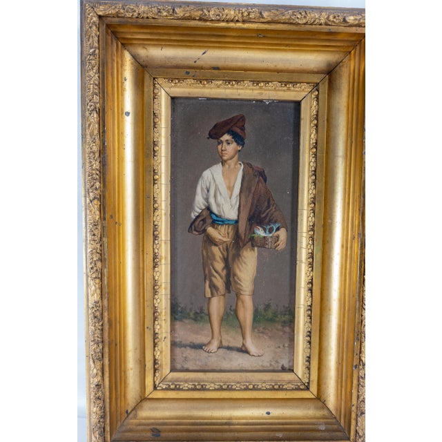 We are selling this very fine small oil painting. This young man appears to probably be Italian and might be a fish...