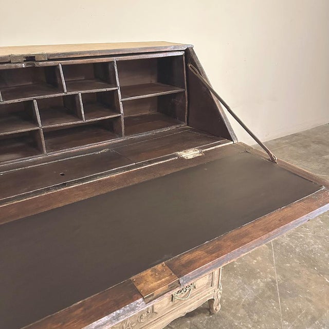 Wood 18th Century Country French Louis XVI Transitional Stripped Secretary Desk For Sale - Image 7 of 18