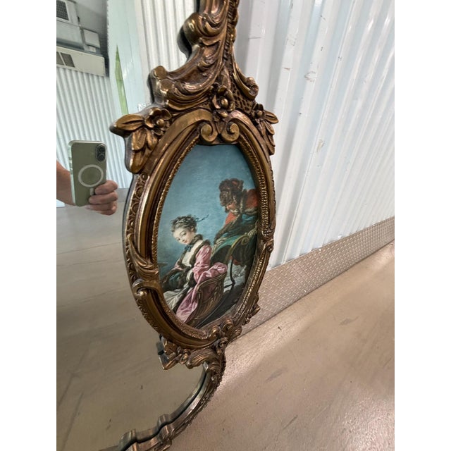 Rococo Vintage 72 1/2 Wide Rococo Lover's Mirror For Sale - Image 3 of 4
