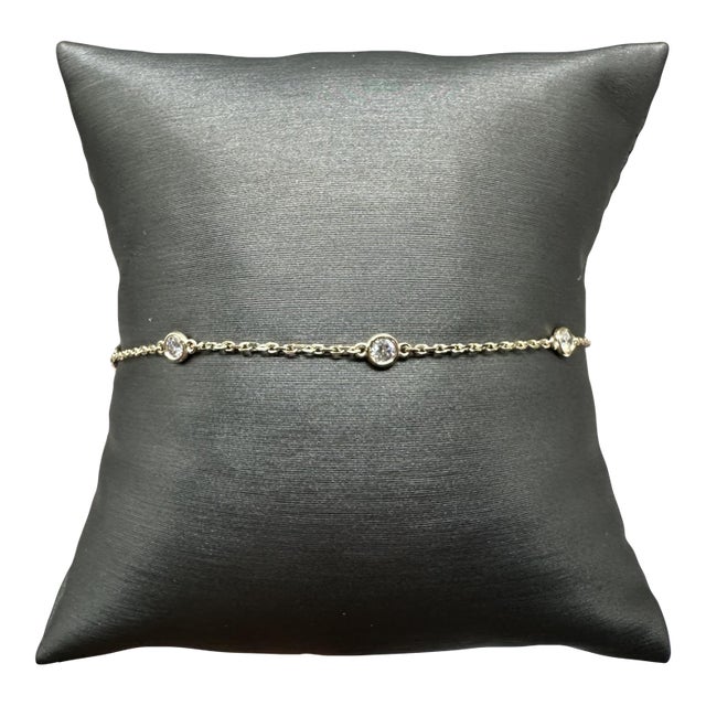 Diamond Station Bracelet in 14kt Yellow Gold – 0.33ctw, 7in, New For Sale