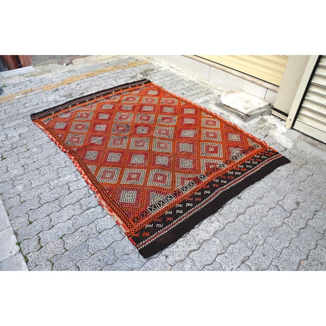 1960s 1960s Vintage Turkish Kilim Rug For Sale - Image 5 of 12