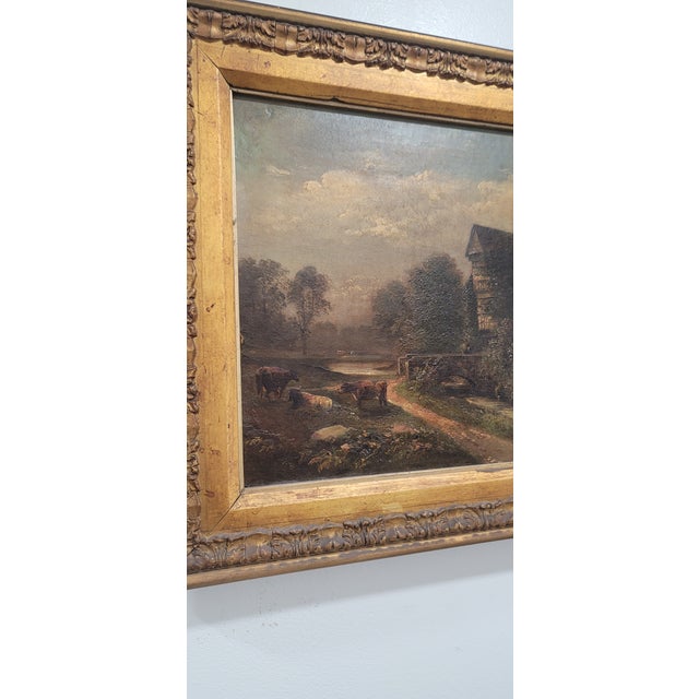 Late 19th Century Antique Original Oil Painting English Tudor House Landscape by William Yale Circa 19th Century For Sale - Image 5 of 12