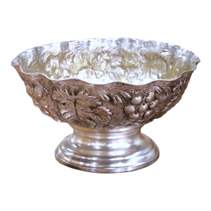 Mid-Century French Silver Plated Wine Cooler With Repousse Grape Motifs