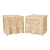Fs Flores Collection Pair of Woven Reed Square Ghost Drapery Stands For Sale