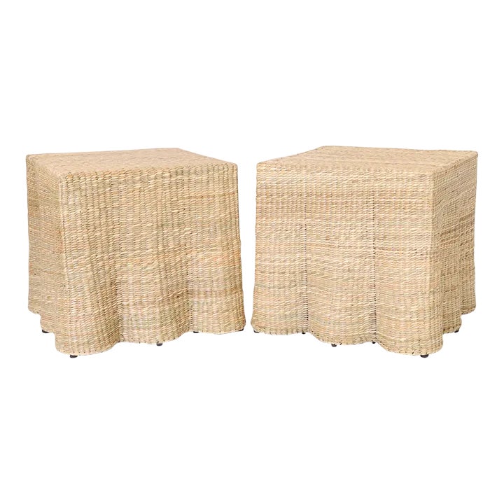 Fs Flores Collection Pair of Woven Reed Square Ghost Drapery Stands ...