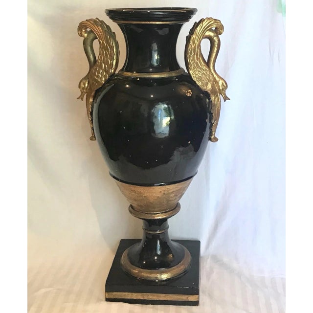 19th Century French Monumental Terracotta Cobalt Blue Glazed Vase For Sale - Image 13 of 13