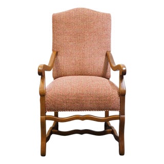 Pearson Furniture Solid Ash Country French Accent Lounge Arm Chair W. Brick Red Basketweave Upholstery 01422-00 For Sale