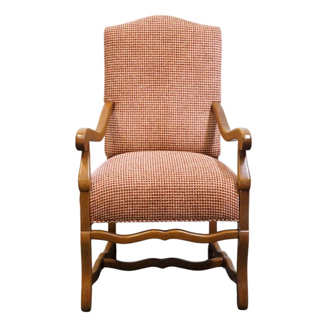 Pearson Furniture Solid Ash Country French Accent Lounge Arm Chair W. Brick Red Basketweave Upholstery 01422-00 For Sale