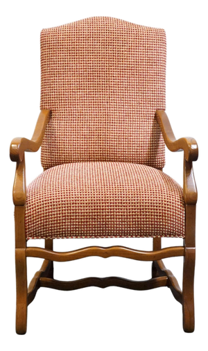 Pearson Furniture Solid Ash Country French Accent Lounge Arm Chair W. Brick Red Basketweave Upholstery 01422-00