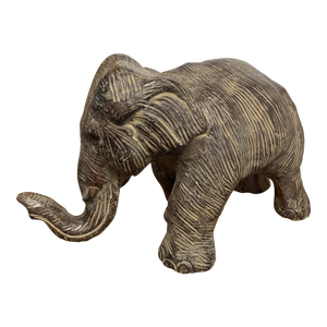 Vintage Textured Ceramic Elephant Sculpture