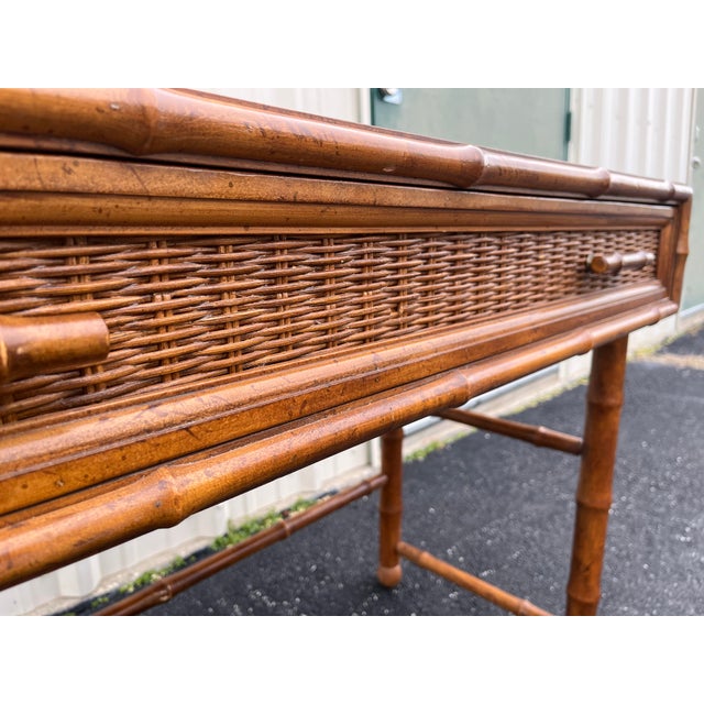 1970s American of Martinsville Faux Bamboo Writing Desk For Sale - Image 6 of 12
