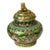 Vintage Cloisonné Enamel Lidded Jar – Gilt Ground With Lion Finial, Floral Motif For Sale
