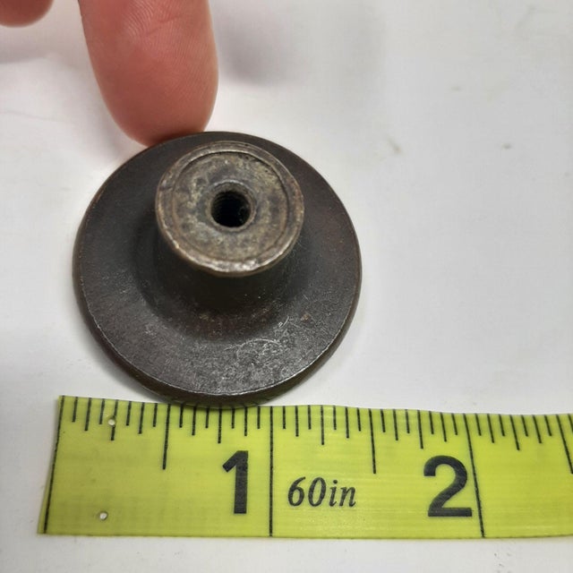 Mid 20th Century Vintage Mid 20th Century Heavy Brass Circular Knobs Handle Hardware - Set of 2 For Sale - Image 5 of 6