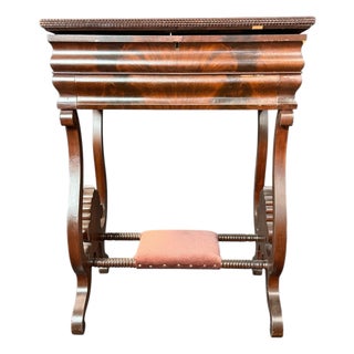 Antique Flaming Mahogany Sewing Stand For Sale
