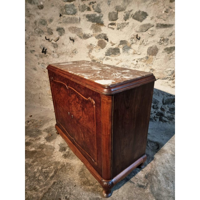 Art Deco French Walnut and Mahogany Sideboard with Marble Top, 1920s For Sale - Image 11 of 18