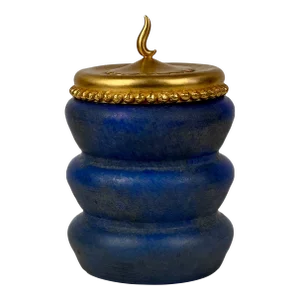 Vintage Italian Vetri Soffiati Blue Art Glass Canister With Gilded Metal Lid by CX Design