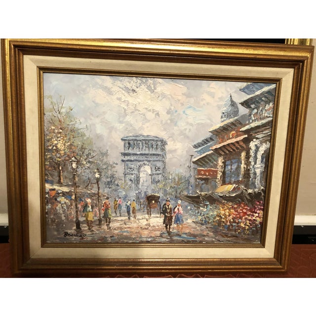 Impressionist Vintage Mid-Century Impressionist Paris Street Scene Oil Painting - Signed Bernard For Sale - Image 3 of 5