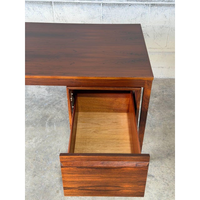 Elegant Rosewood Executive Writing Desk With Single Drawer Danish Mid-Century Modern 1960s For Sale - Image 4 of 11