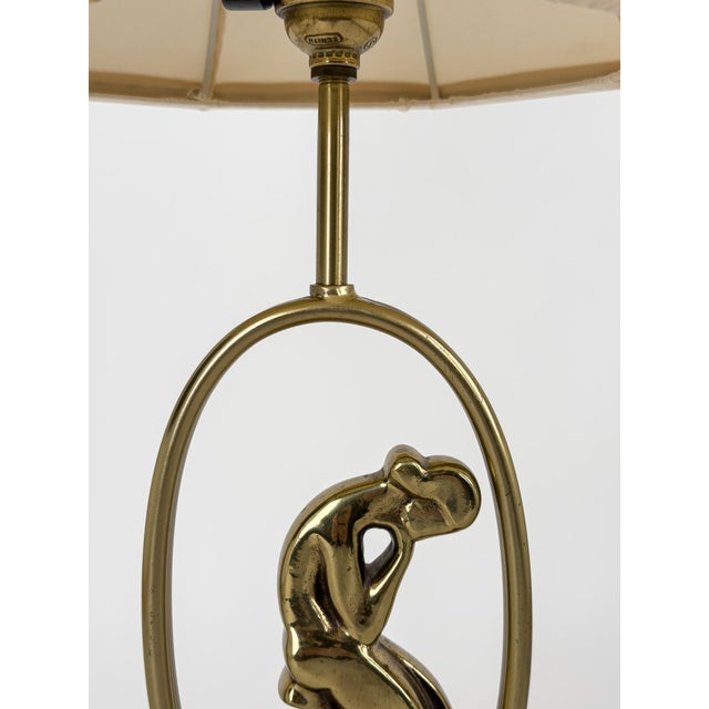 1930s Art Deco Sculptural Brass Table Lamp with Female Figure, Sweden, 1940s For Sale - Image 5 of 9