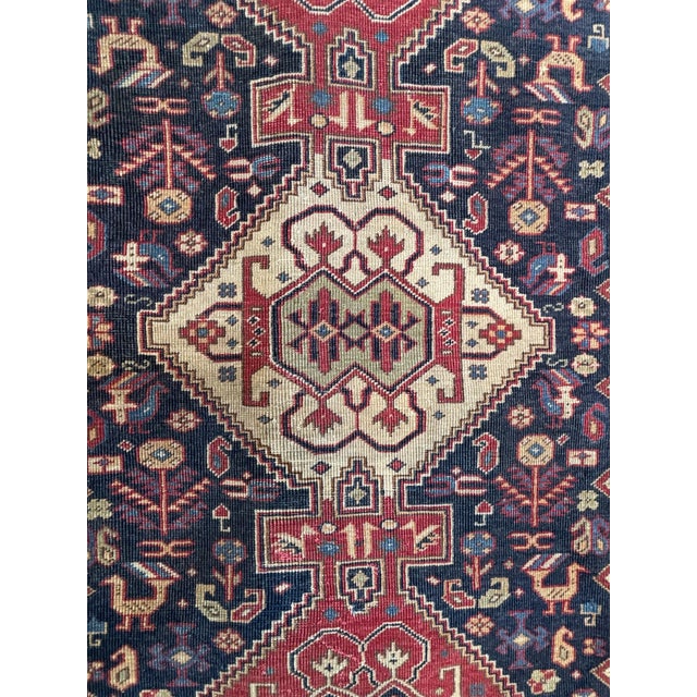 Wool pile genuine hand made antique Caucasian rug -