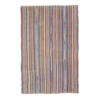 Vintage Turkish Hand-Knotted Wool Cotton Purple Kilim Area Rug For Sale