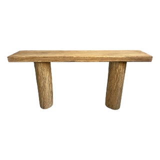 Vintage Elm Log Leg Console Table For Sale
