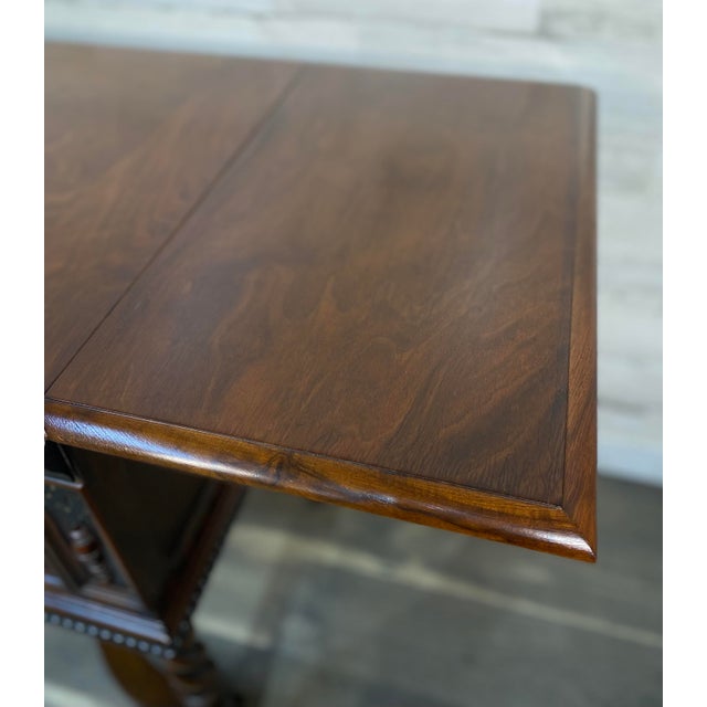 Antique Jacobean style buffet server. Amazing original finish. Solid walnut and burl wood. Lots of detailing makes this...