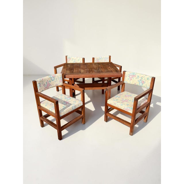 Brown Vintage Oak Dining Table Set-4 Chairs-Farmhouse Rustic Cottage-Wood-Country-Cozy For Sale - Image 8 of 9