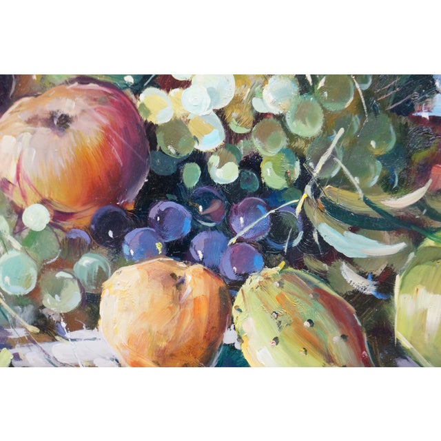 1970s Vincenzo Aprile 'Natura Morta' Italian Still Life Painting Fruit Mountains Frame For Sale - Image 6 of 12