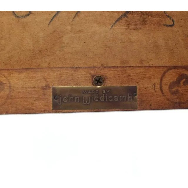 Nice "floating" rectangle top with three marble inserts coffee table by Widdicomb. Made in the mid 20th century.