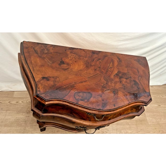 Vintage Venetian Bombe Commode Small Chest of Drawers Burl Turtle Shell Walnut For Sale - Image 9 of 13
